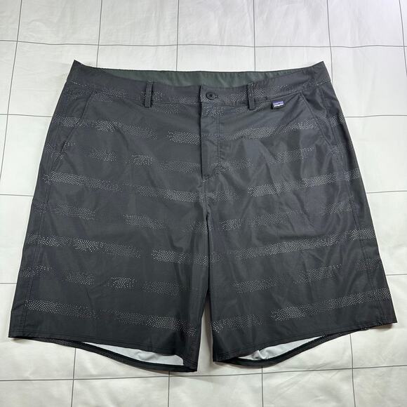 Patagonia Shorts Mens 38 Marine Fog Ink Black Hydropeak Hybrid Walk Quick Dry - Picture 1 of 12